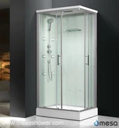 Cubículo completo de la ducha del masaje del vidrio trasero pintado blanco