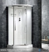 Sala de ducha de esquina de forma de diamante con puerta de cristal de bisagra