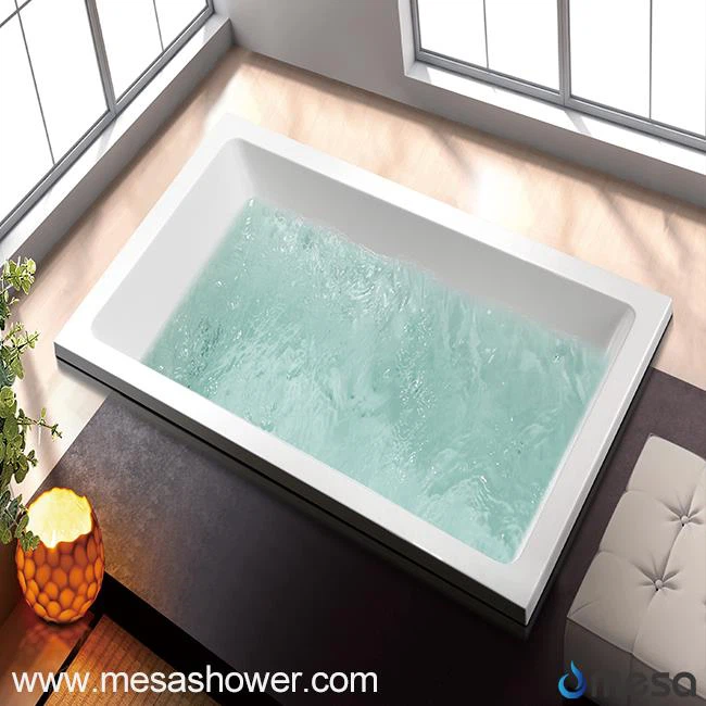 Bañera rectangular con acrílico de gran tamaño, blanco simplificado