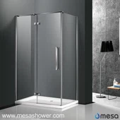 Diseño de esquina Rectángulo Forma Frameless recinto de ducha con puerta abisagrada